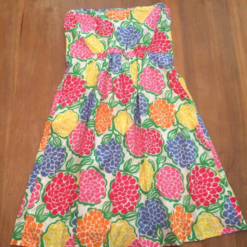 Lily Pulitzer Multi Floral Strapless Dress Sz6